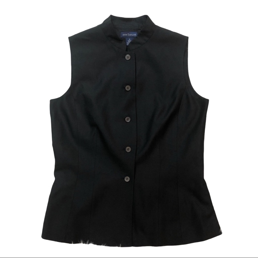 Ann Taylor silk mandarin collar button vest top